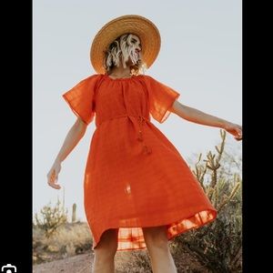 Gparrish x Roolee Milo Tassel Dress Orange Midi